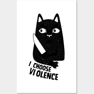 I choose violence black cat halloween Posters and Art